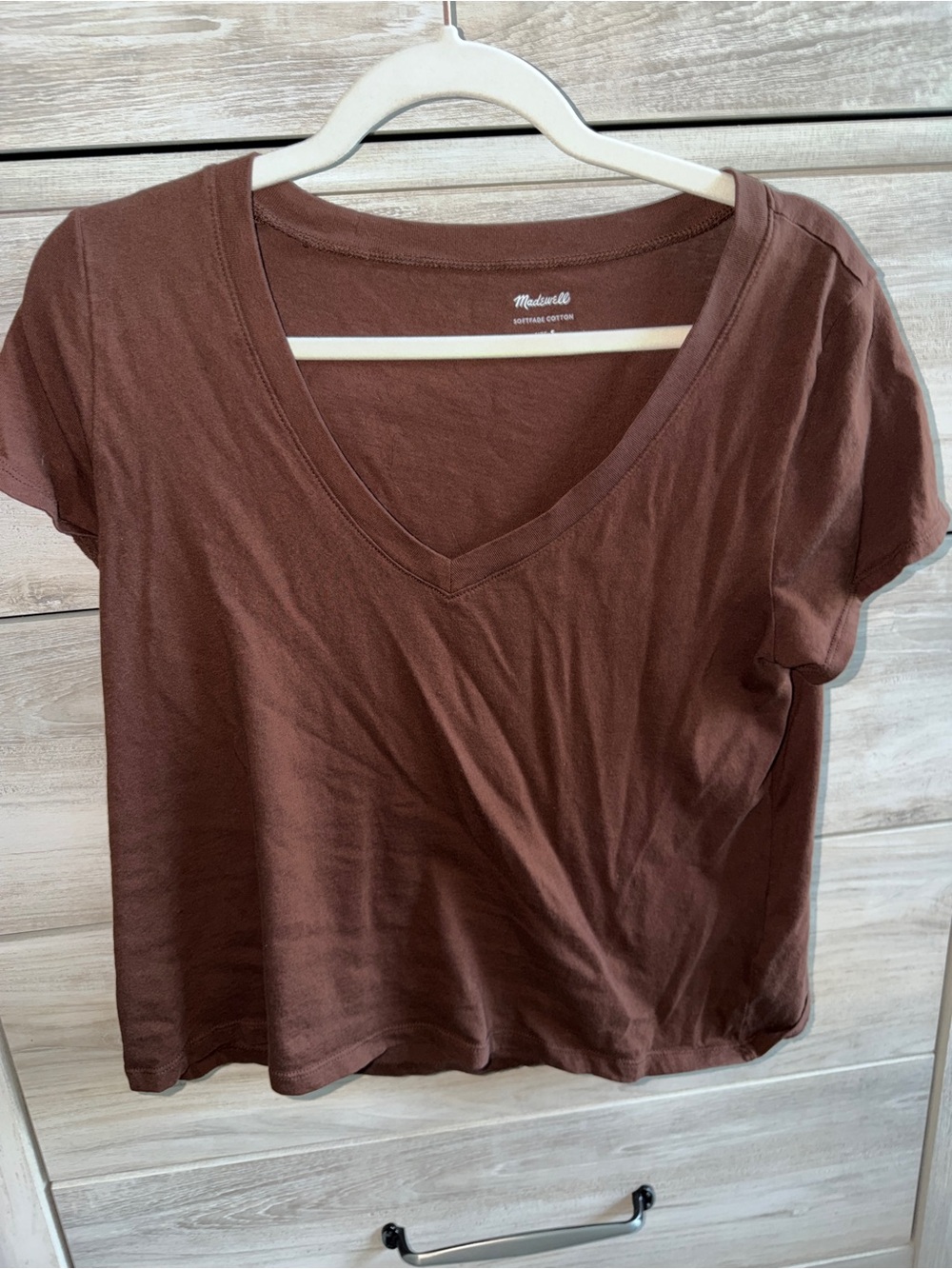 Madewell Short Sleeve V-Neck Tee - Chocolate Brown